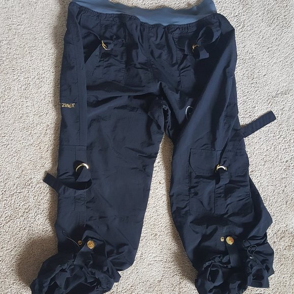 ZUMBA black drawstring pants nylon side back pockets X Large XL cargo athletic - Picture 11 of 12
